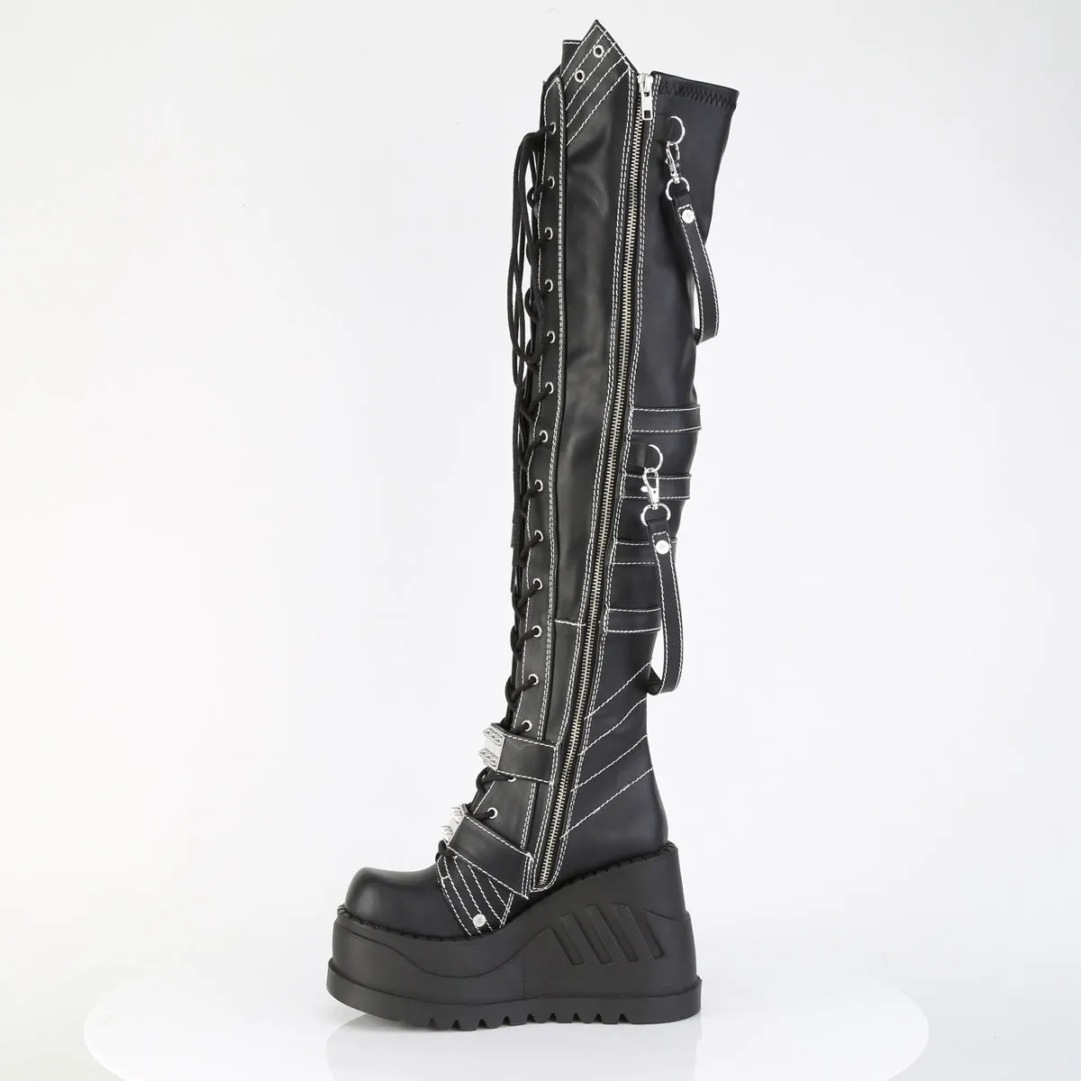Adidas Adizero Prime X Running Shoes STOMP-310 DemoniaCult Black Vegan Leather Sexy Women's Over-the-Knee Boots (Alternative Footwear)