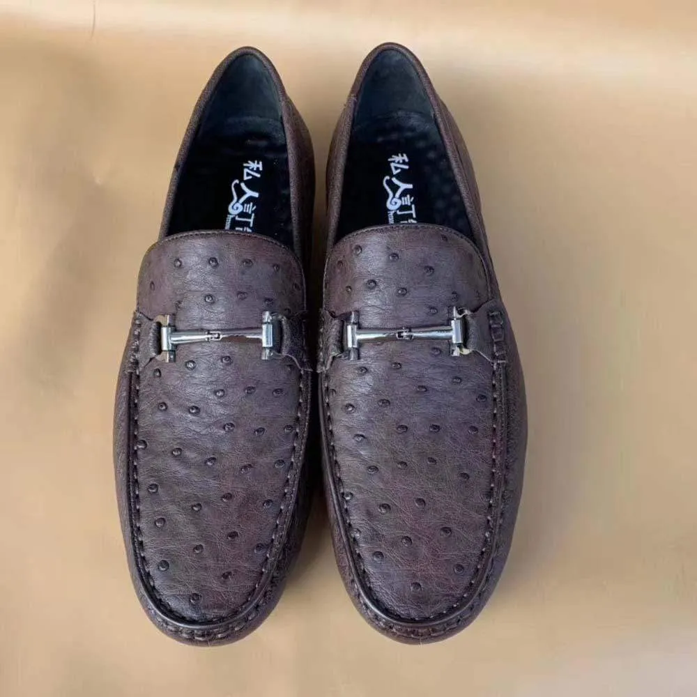 Crocodile Shoes Men's Ostirch Leather Loafers Shoes Fashion Driving Shoes Business Dress Loafter Shoes Car Shoes Brown Asics Gel Kayano 19 Running Shoes