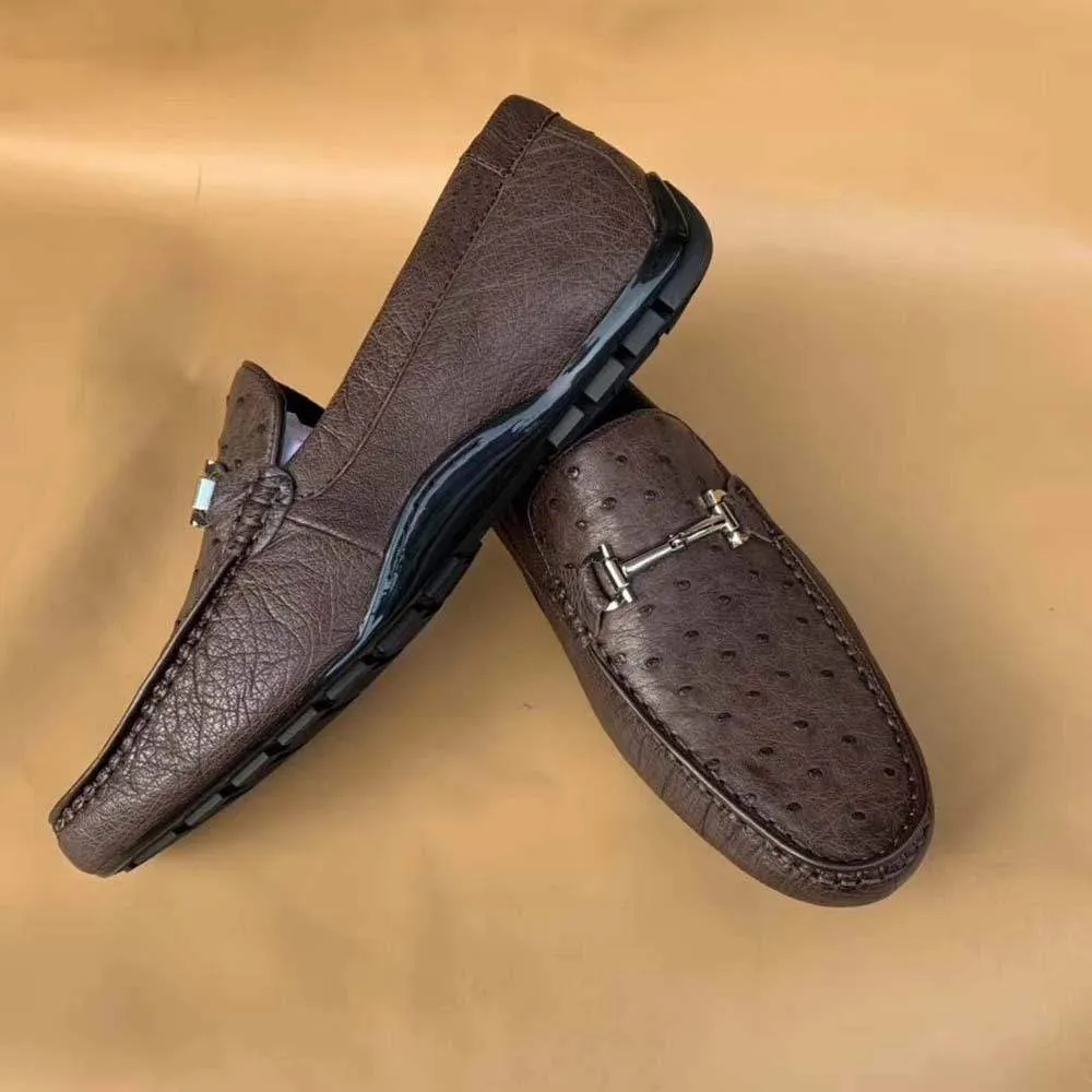 Crocodile Shoes Men's Ostirch Leather Loafers Shoes Fashion Driving Shoes Business Dress Loafter Shoes Car Shoes Brown Asics Zumba Shoes