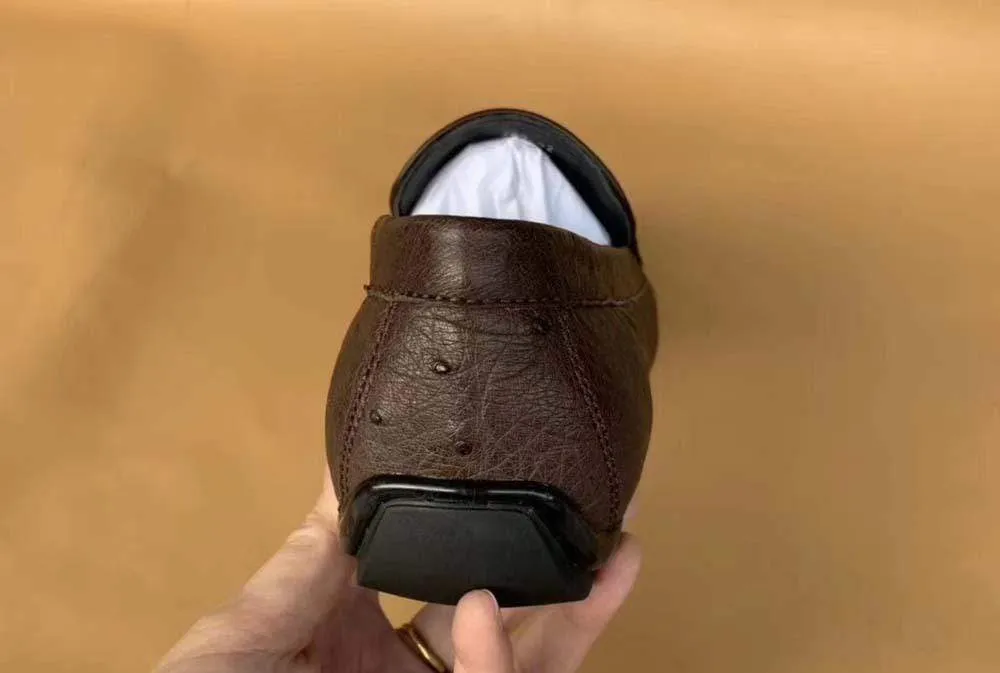 Og Asics Exeo Wrestling Shoes Crocodile Shoes Men's Ostirch Leather Loafers Shoes Fashion Driving Shoes Business Dress Loafter Shoes Car Shoes Brown