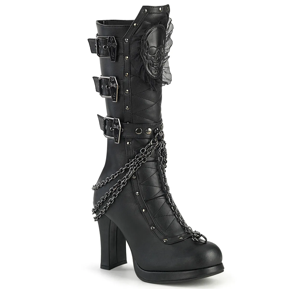 CRYPTO-67 DemoniaCult Black Vegan Leather Sexy Women's Mid-Calf & Knee High Boots (Alternative Footwear) Adidas Ae Shoes