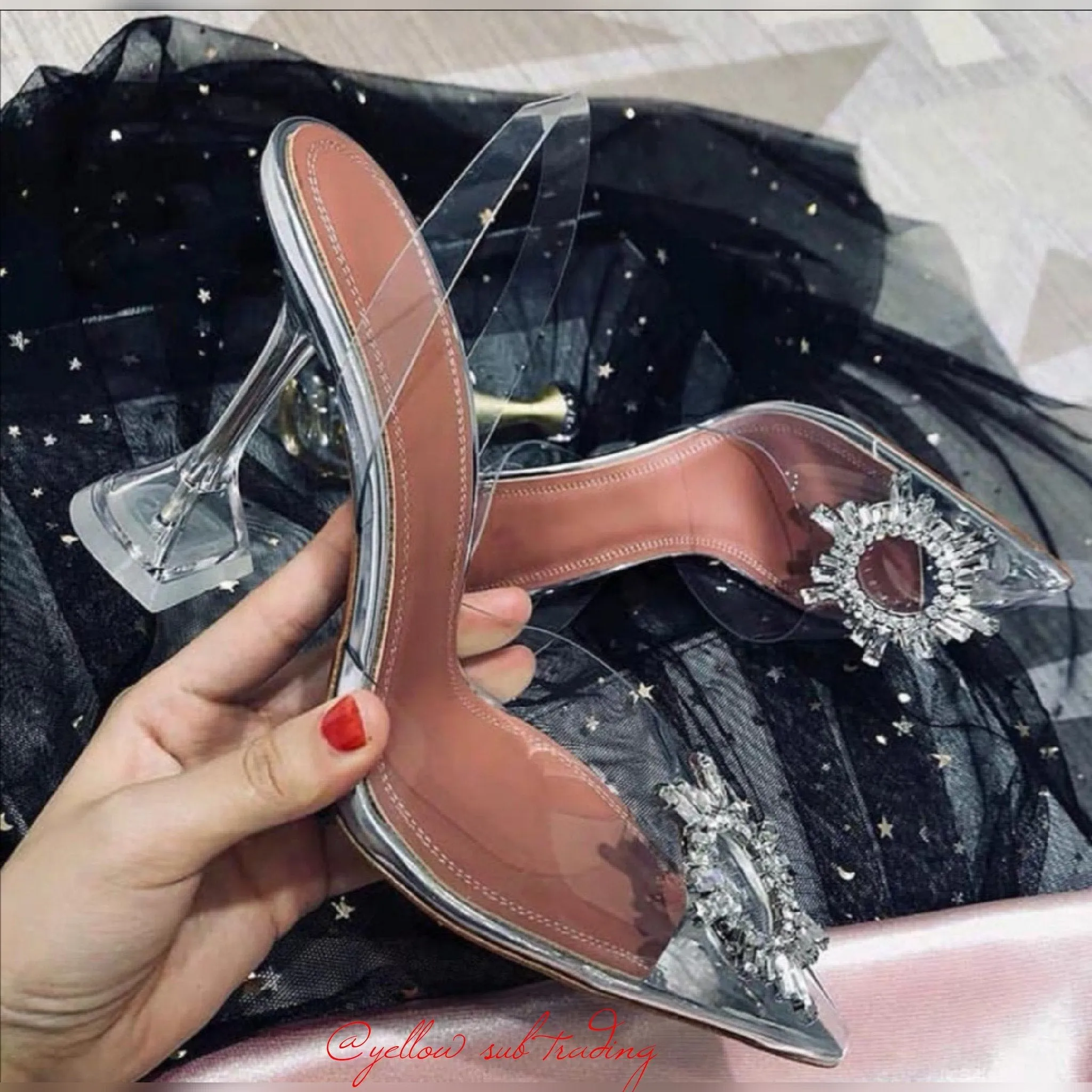 Prom High Heel Shoes Crystal PVC Heel