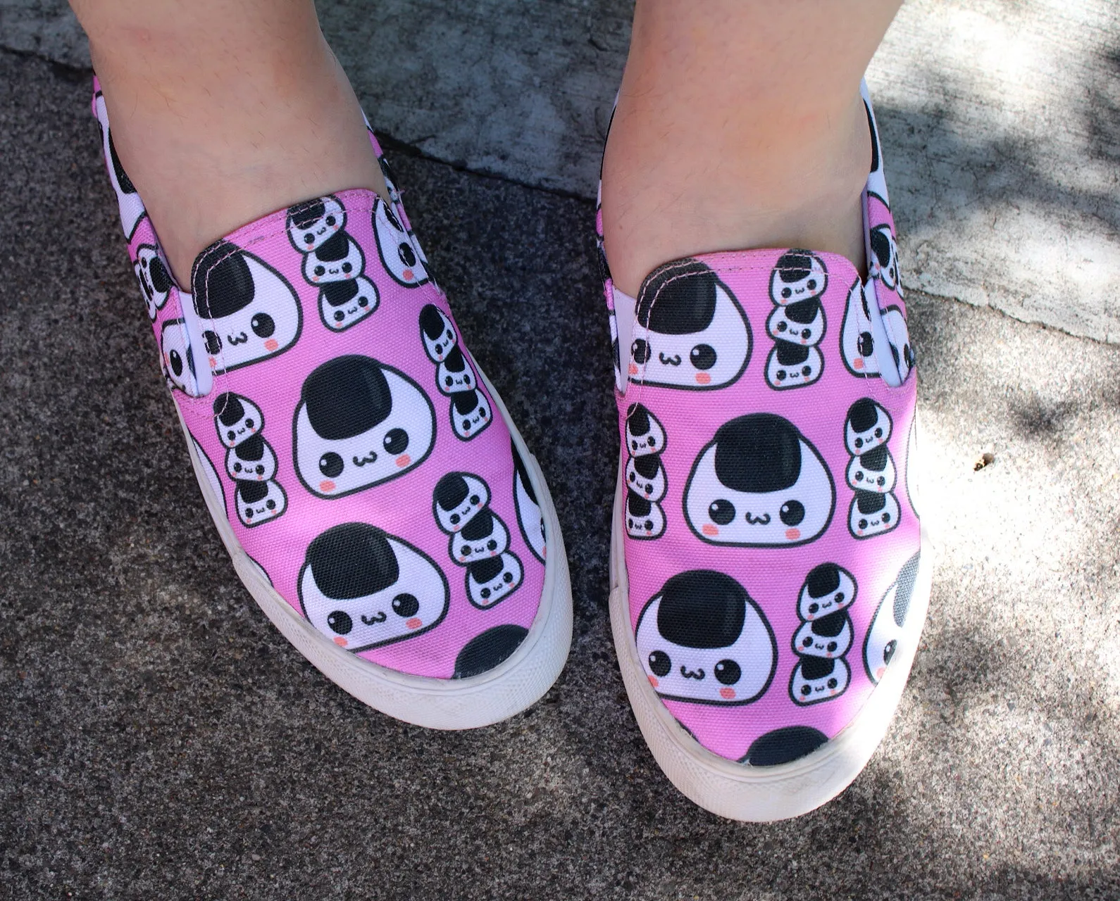 Cute Rice Ball Pink Women's Slip On Shoes Best Walking Asics Shoes