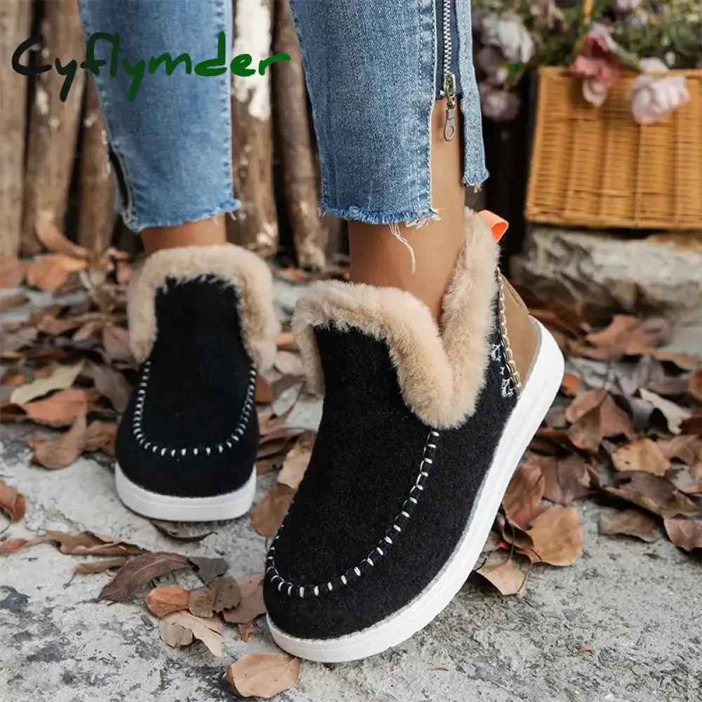 Best Snow Boots On A Budget Cyflymder Winter Flats Women Snow Ankle Boots Short Plush Cotton Shoes Winter Designer Warm Casual Shoes Trend Walking Zapatos Ladies