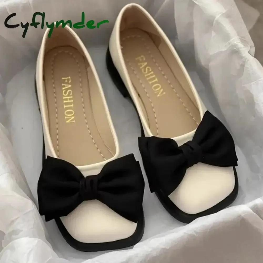 Loafers Prom Cyflymder Women Bow Mary Janes Shoes Casual High Heels Shoes New Square Toe Sandals Fashion Lolita Shoes Loafers Walking Zapatos Mujer