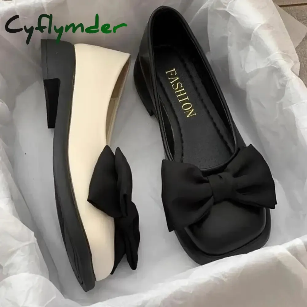 Church's Loafers Cyflymder Women Bow Mary Janes Shoes Casual High Heels Shoes New Square Toe Sandals Fashion Lolita Shoes Loafers Walking Zapatos Mujer