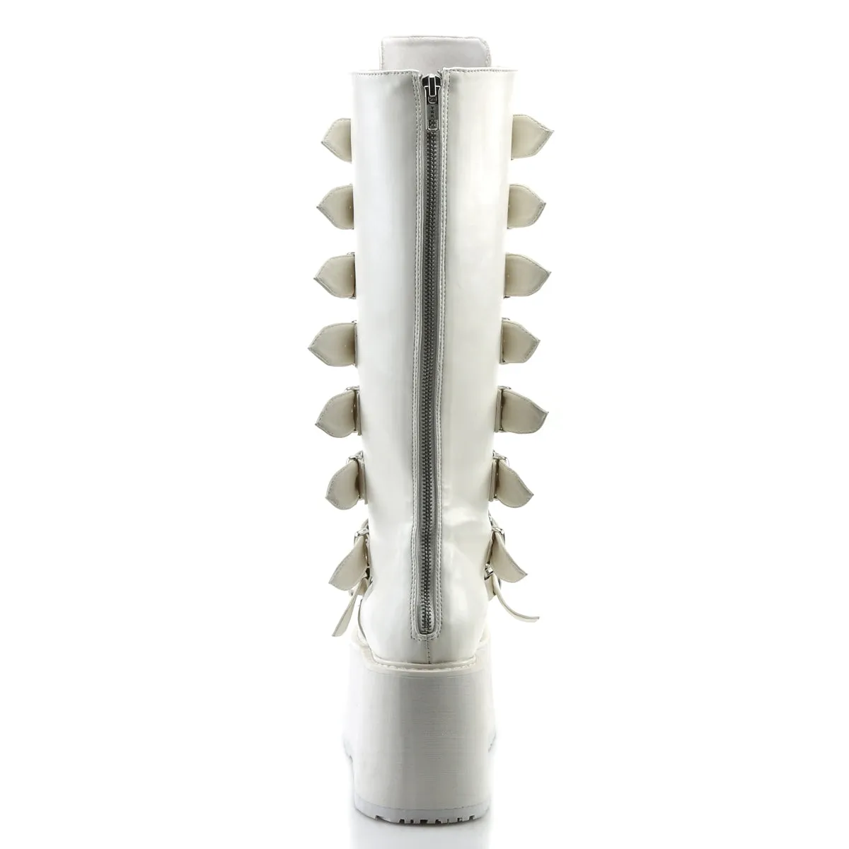 Adidas 3 Shoes DAMNED-318 DemoniaCult White Vegan Leather Sexy Women's Mid-Calf & Knee High Boots (Alternative Footwear)