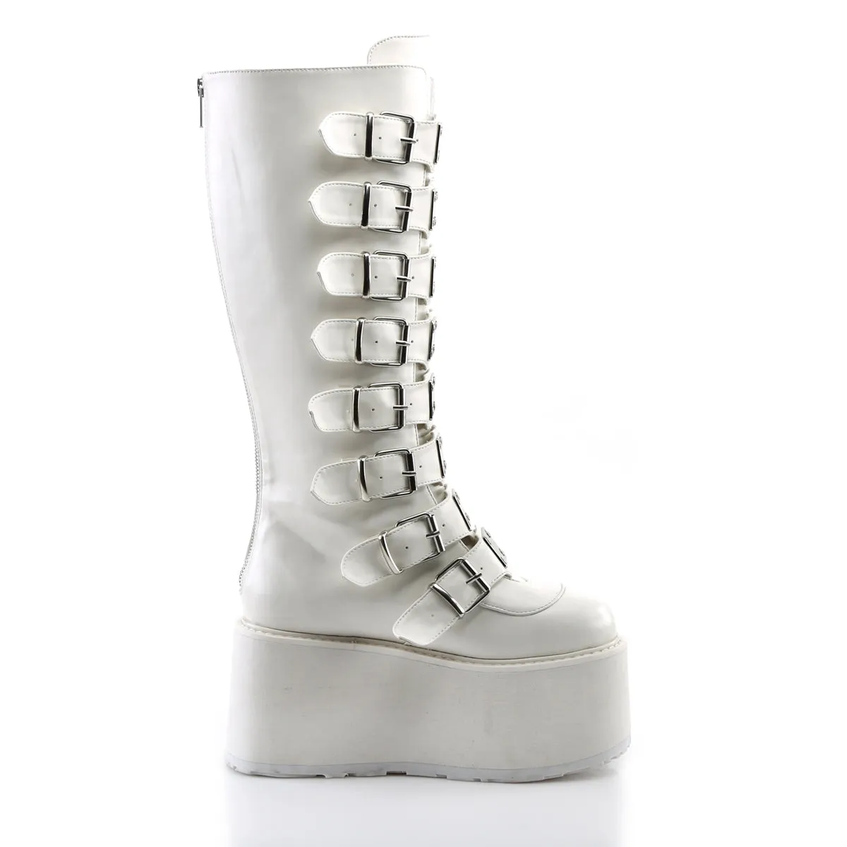 DAMNED-318 DemoniaCult White Vegan Leather Sexy Women's Mid-Calf & Knee High Boots (Alternative Footwear) Best Hiking Shoes Adidas