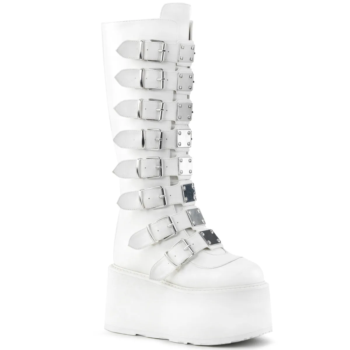 Adidas Seeley Shoes DAMNED-318 DemoniaCult White Vegan Leather Sexy Women's Mid-Calf & Knee High Boots (Alternative Footwear)