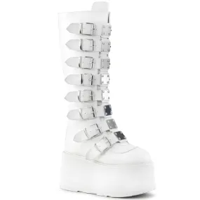 DAMNED-318 DemoniaCult White Vegan Leather Sexy Women's Mid-Calf & Knee High Boots (Alternative Footwear) Adidas Shoes.