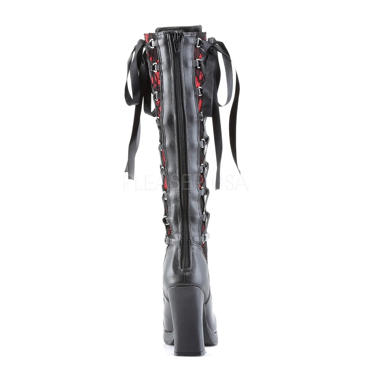 DEMONIA CRYPTO-106 Black-Red Pu Vegan Boots Best Breathable Work Boots