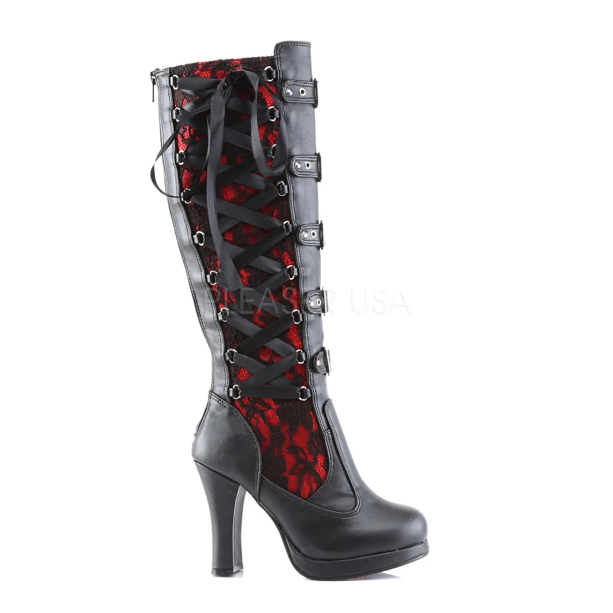 Composite Toe Work Boots With DEMONIA CRYPTO-106 Black-Red Pu Vegan Boots
