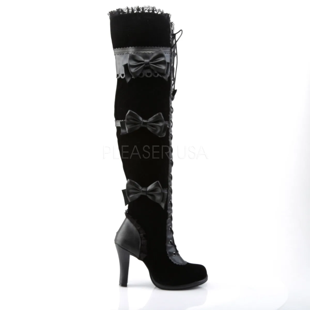 Demonia GLAM-300 Black Goth Lolita Boots Warm Waterproof Work Boots