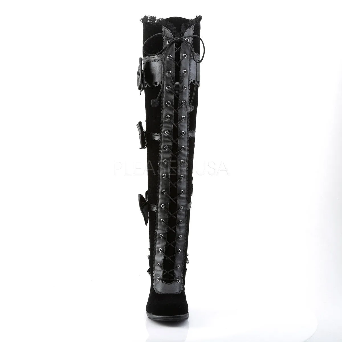 Demonia GLAM-300 Black Goth Lolita Boots Best And Comfortable Work Boots