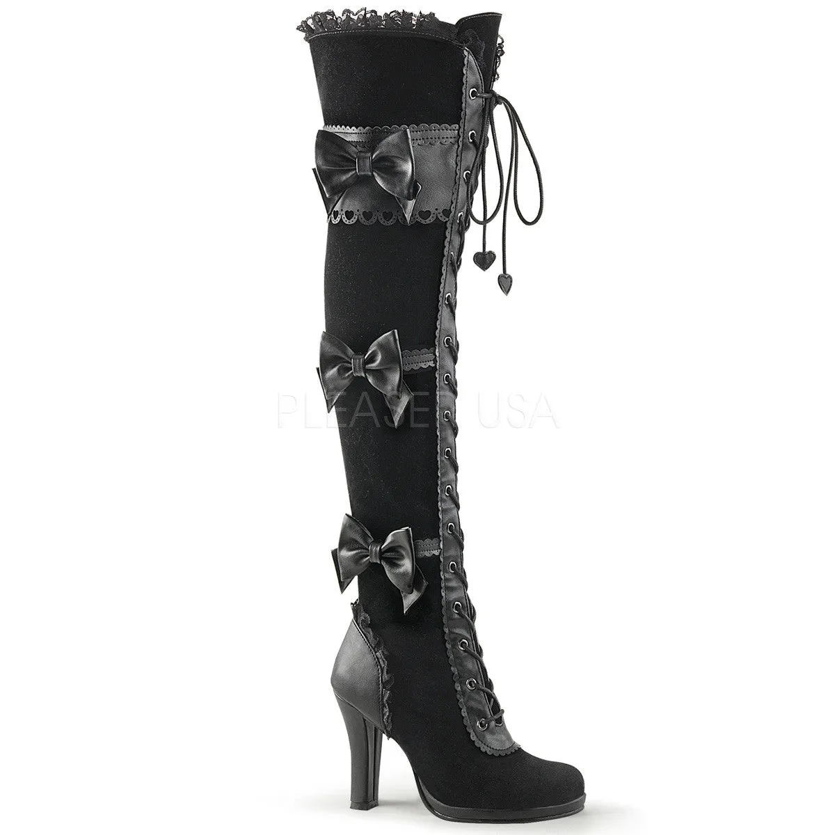 Demonia GLAM-300 Black Goth Lolita Boots Work Boots Bull Run