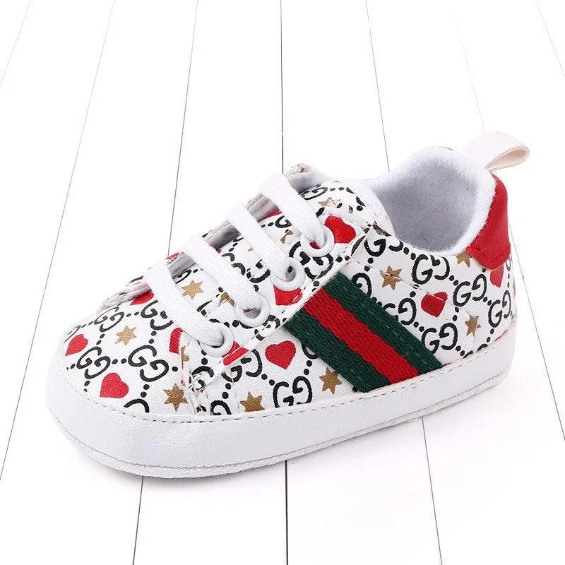 Designer Dupe Striped Baby Shoe Pearl Infant walker Baby Toddler crib shoes Sara Hall Asics Shoes