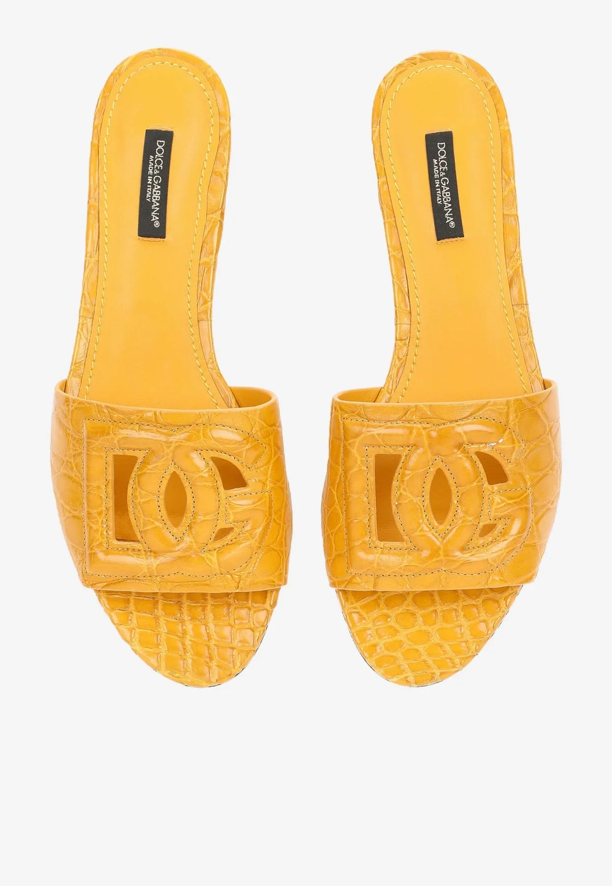 DG Millenials Fianchi Coco Crocodile Leather Slides Dogman Slippers