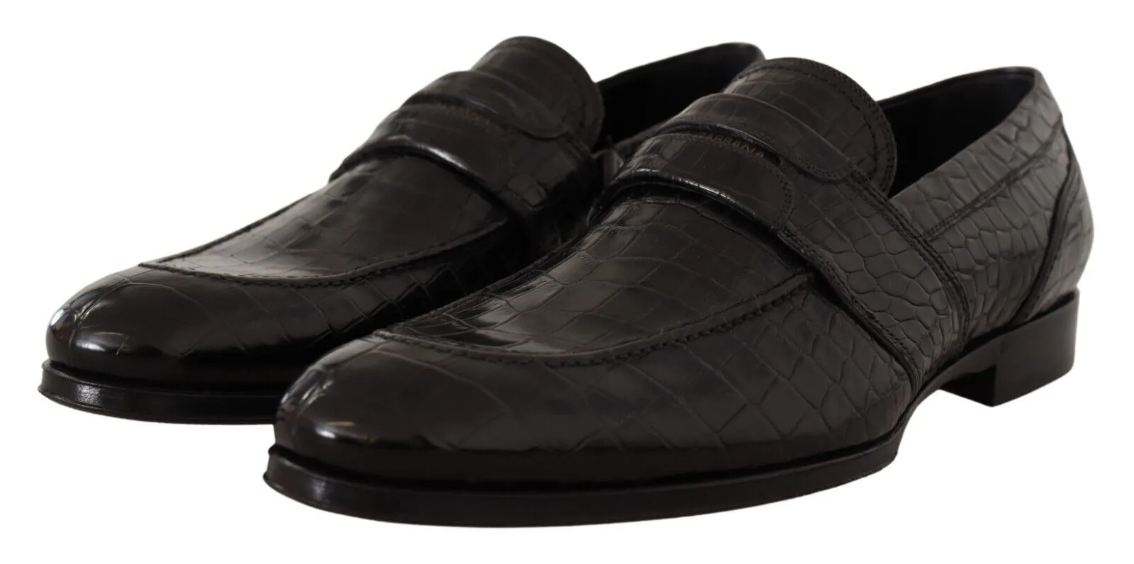 Dolce & Gabbana Elegant Crocodile Leather Moccasin Shoes Lens Loafers