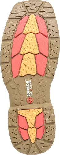 Double H Brown Broad Square Toe Work Western Boots for Women 2295 Extra Wide Greasy Slip On Work Boots