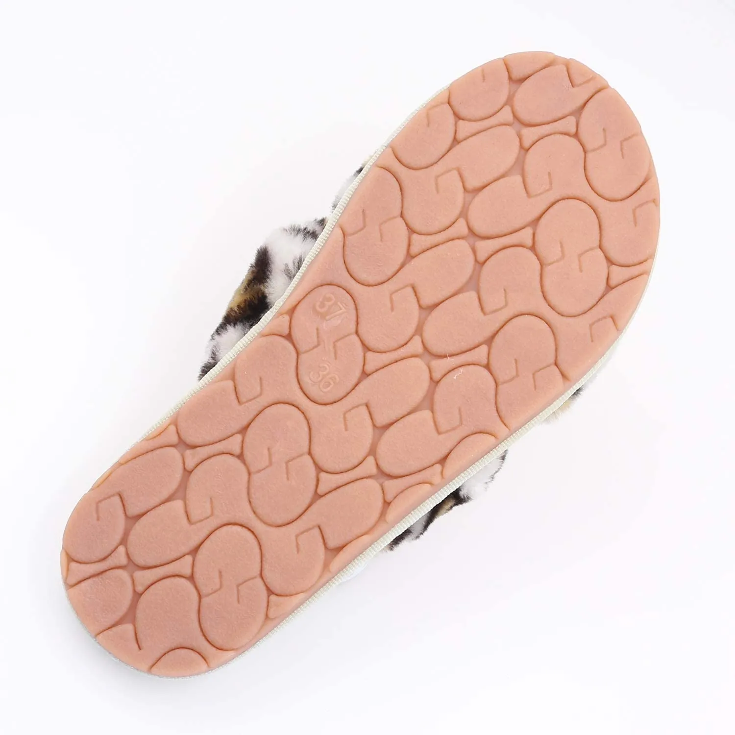 Slides Sandals Women's House Fuzzy Sandals Slipper(White Leopard)