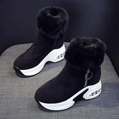 Mec Snow Boots Women Ankle Boot Warm Plush Winter Shoes For Woman Wedges Boots High Heels Ladies Boot Women Leather Snow Boots Winter Shoes