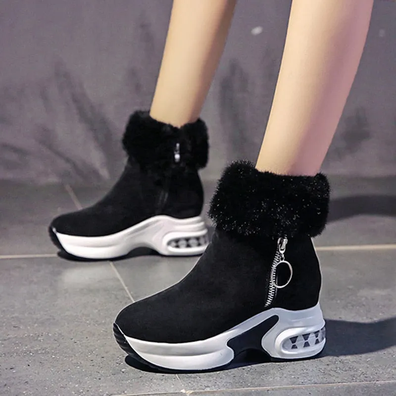 Women Ankle Boot Warm Plush Winter Shoes For Woman Wedges Boots High Heels Ladies Boot Women Leather Snow Boots Winter Shoes Best Snow Boots Reddit
