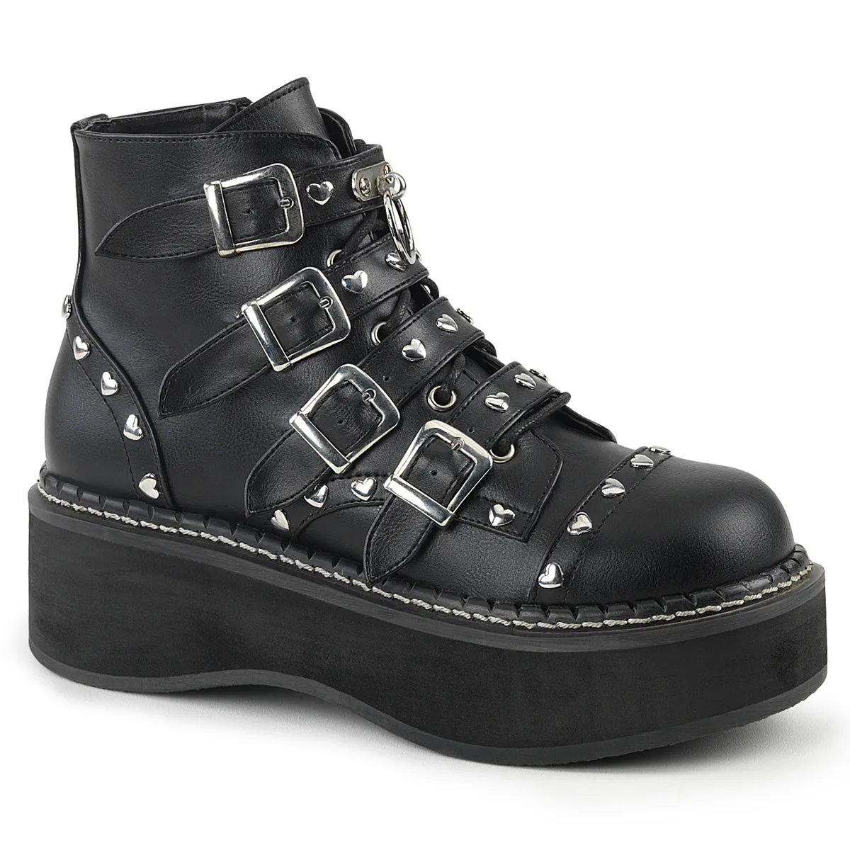 2 Inch Platform EMILY-315 Black Pu Carpenter Work Boots