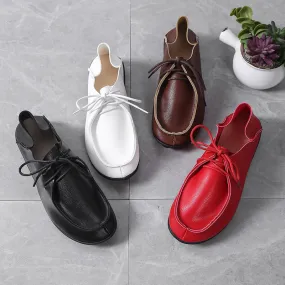 2022 Summer Style Women Ballet Flats Round Toe Slip On Shoes Red Flats Shoes White Woman Loafers Zap Ladies Lace Up Loafers