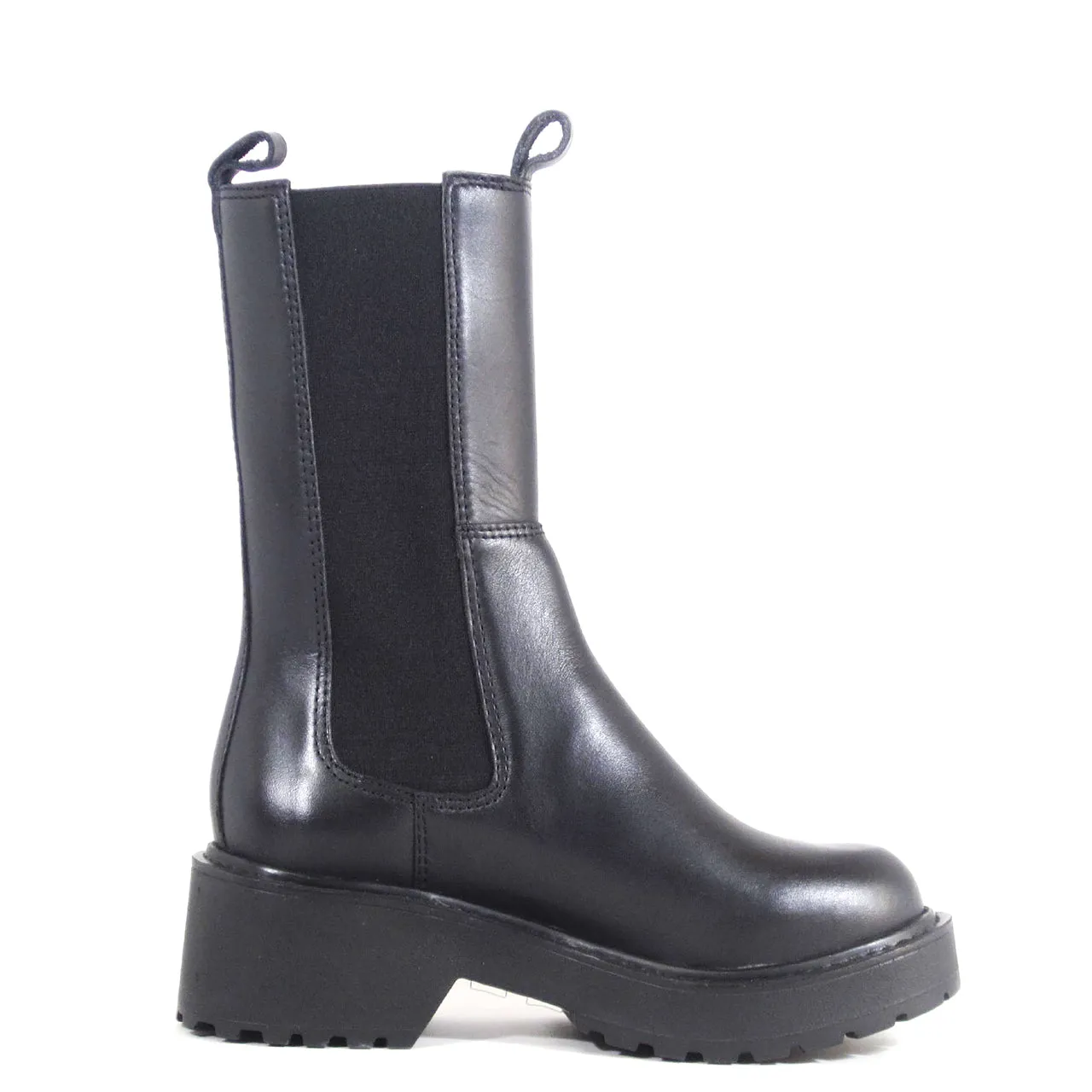 Shadow Leather Booties High Knee Heeled Boots