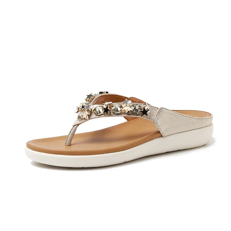 Saucony Vs Asics Running New Women's Sandals Rhinestones Casual Comfort Clip Toe Platform Fashion Light Flip Flops Wedge Beach Shoes Chanclas Mujer