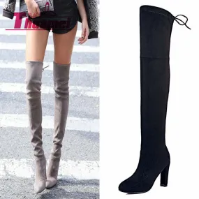 North Face Waterproof Snow Boots Faux Suede Slim Boots Sexy over the knee high women snow boots women's fashion winter thigh high boots shoes woman #Y1159855F