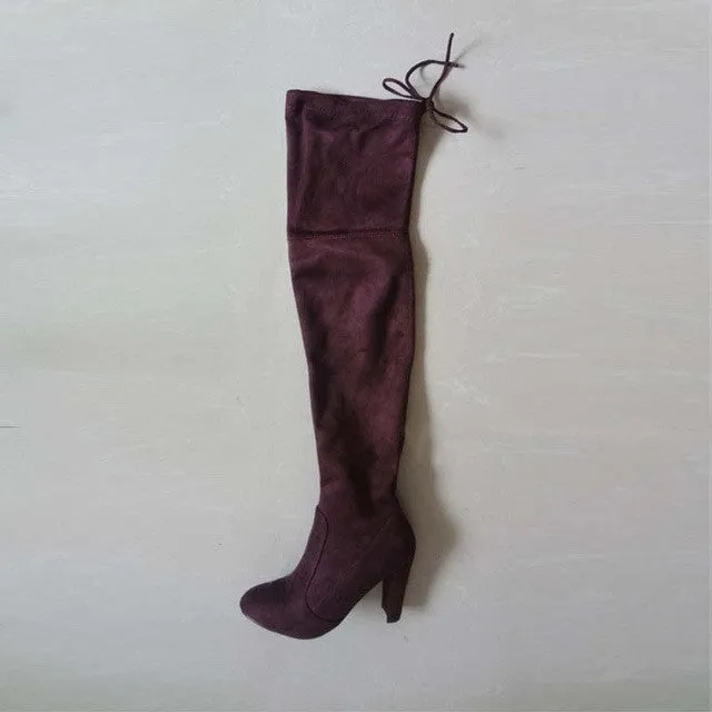 Faux Suede Slim Boots Sexy over the knee high women snow boots women's fashion winter thigh high boots shoes woman #Y1159855F Tall Wide Calf Snow Boots