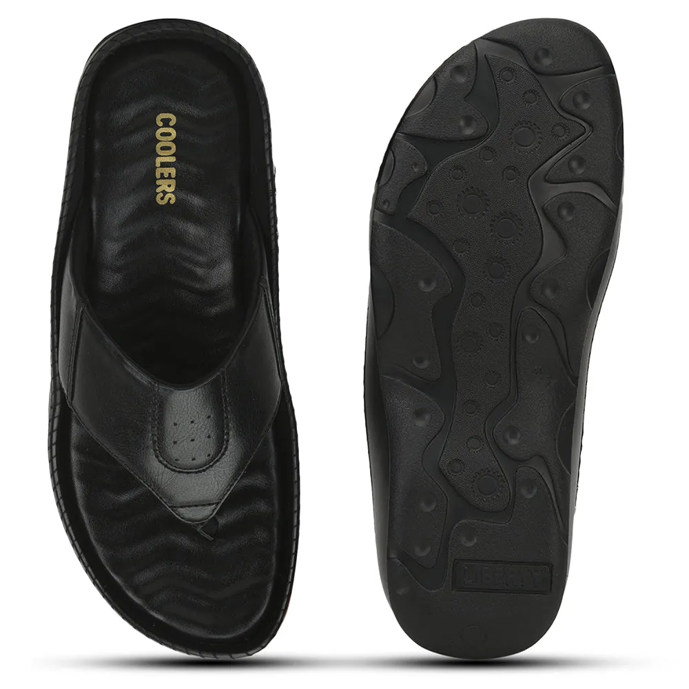 Slippers Spa Coolers Black Casual Slipper For Men META-1 By Liberty