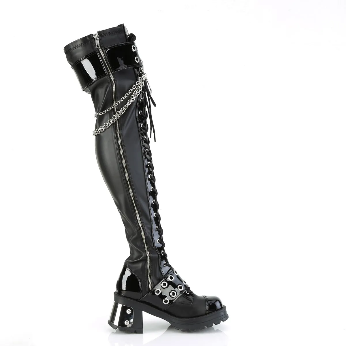 A Width Work Boots 2 Inch Heel BRATTY-304 Black Pu
