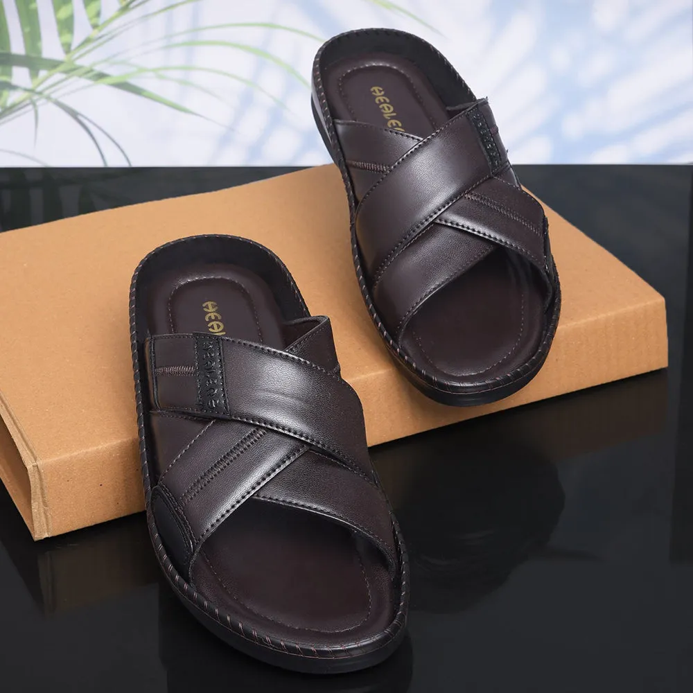 Healers Brown Casual Slippers For Men STARC-2E By Liberty Slippers Theft