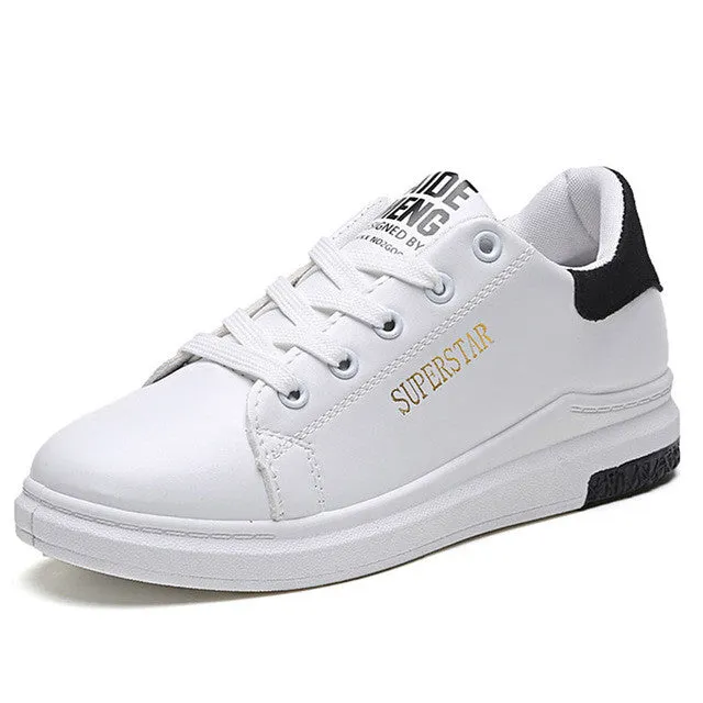 Flat Design Shoes Women Flat Shoes White Fashion New Brand Trainers Lace Up Flats Comfortable Ladies Casual Shoes Chaussure Femme