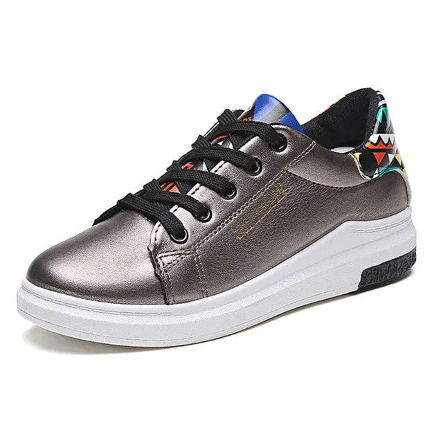 Women Flat Shoes White Fashion New Brand Trainers Lace Up Flats Comfortable Ladies Casual Shoes Chaussure Femme Flats Navy Blue Shoes