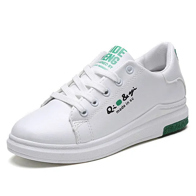 Women Flat Shoes White Fashion New Brand Trainers Lace Up Flats Comfortable Ladies Casual Shoes Chaussure Femme Best Travel Shoes For Flat Feet