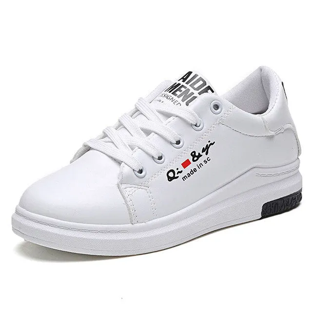 Women Flat Shoes White Fashion New Brand Trainers Lace Up Flats Comfortable Ladies Casual Shoes Chaussure Femme Shoes For Flat Feet And Overpronation