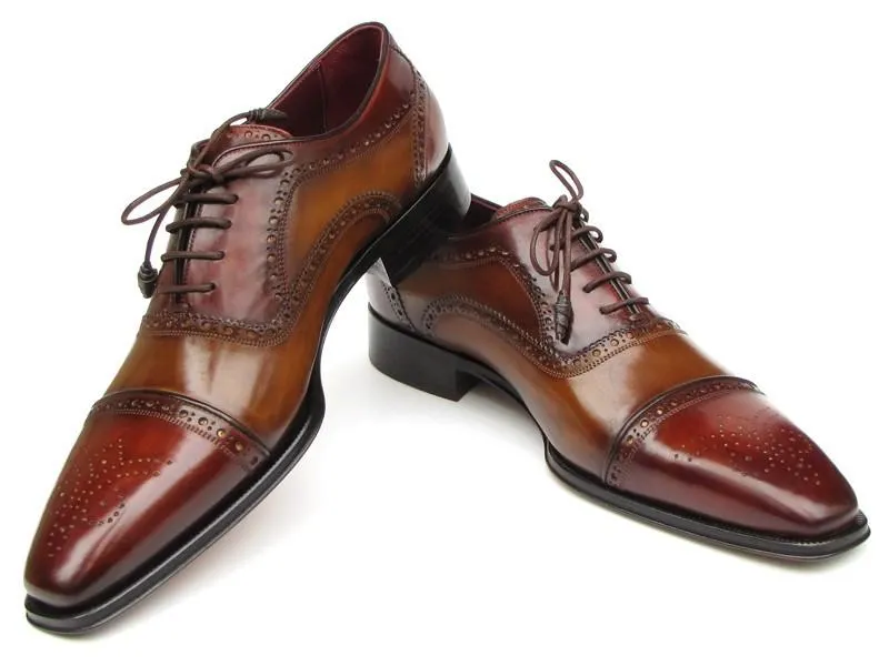 Dress Shoes Reviews Paul Parkman Captoe Oxfords Camel Red - 024-CML-BRD