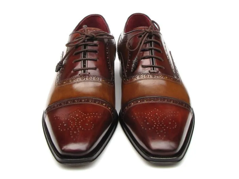 Dress Gold Shoes Paul Parkman Captoe Oxfords Camel Red - 024-CML-BRD