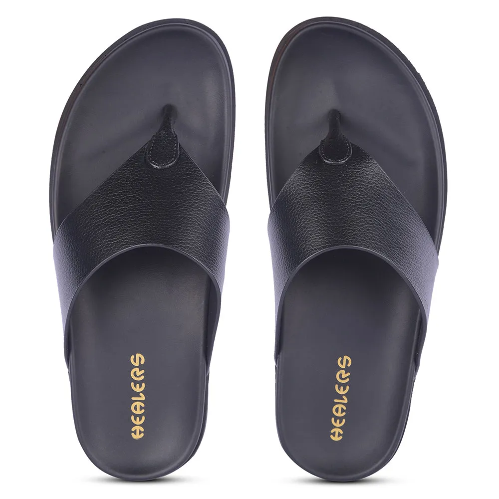 Wide Toe Box Slippers Healers Casual Black Slipper For Men MSL-3 By Liberty