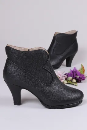 Adidas Shoe Palace 1950s style high heel ankle boots with woolen lining - Black - Laura