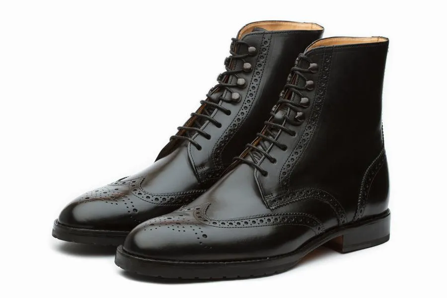 Cloudfoam Pure Shoes Adidas Leather Wingtip Brogue Boot - Black