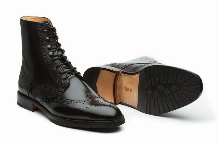 Leather Wingtip Brogue Boot - Black Adidas Japanese Writing Shoes