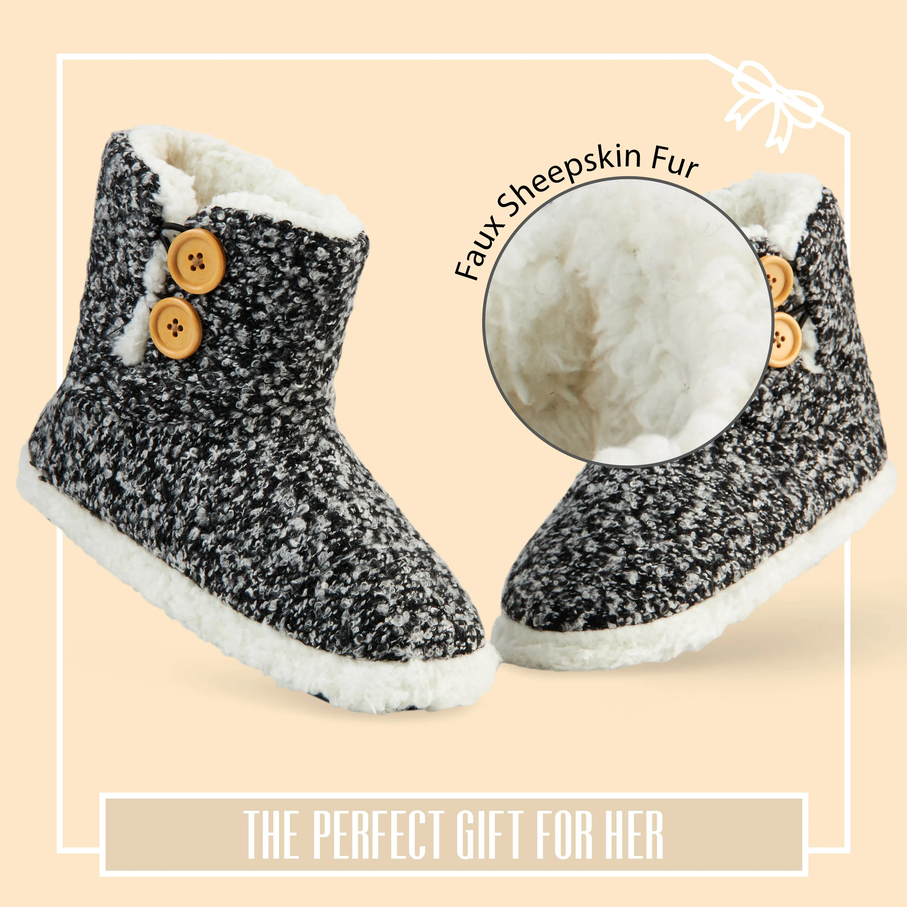 Firefighter Station Boots Dunlop Slippers for Women, Faux Sheepskin Fur Bootie Slippers Women