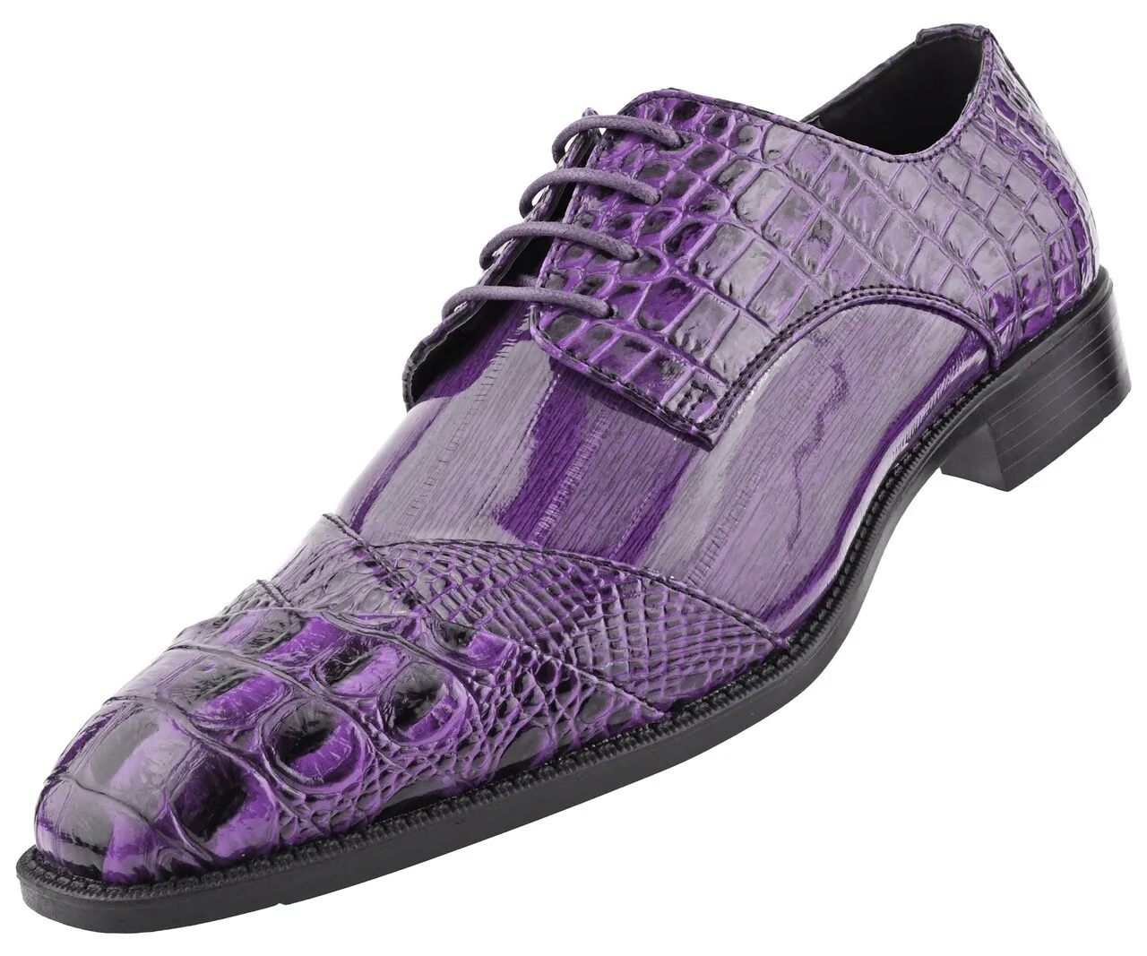 Men Dress Shoes-Alligator-Purple 70's Dress Shoes
