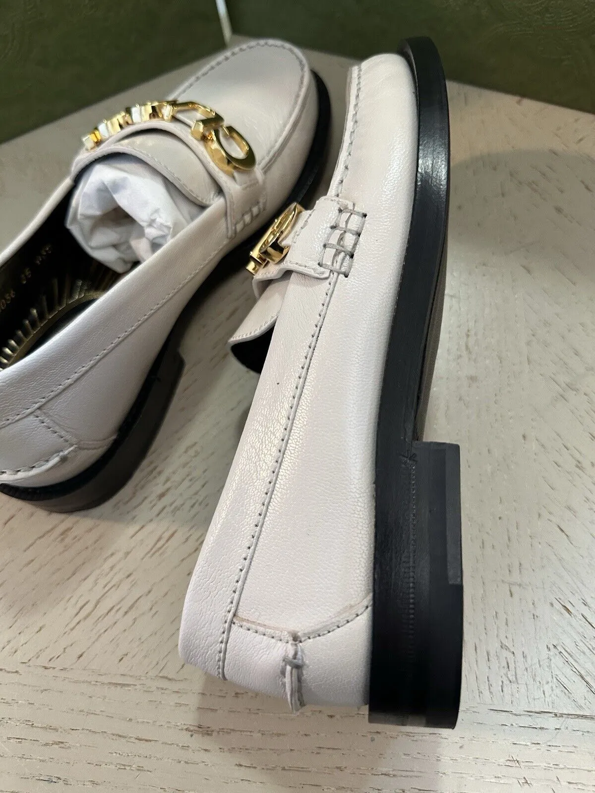 Block Heeled Loafers Gucci Women Logo Gucci Loafers Shoes Mystic White 5 US/35 Eu New 700036