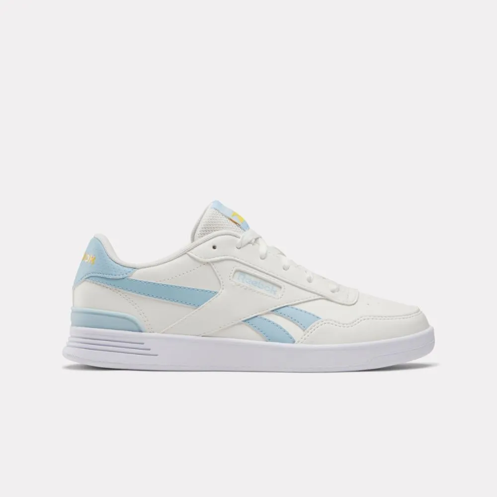 Asics Tiger Tennis Shoes Reebok Footwear Women Reebok Court Advance Clip Shoes CHALK/SOFTBLUE/FIERCEGOLD