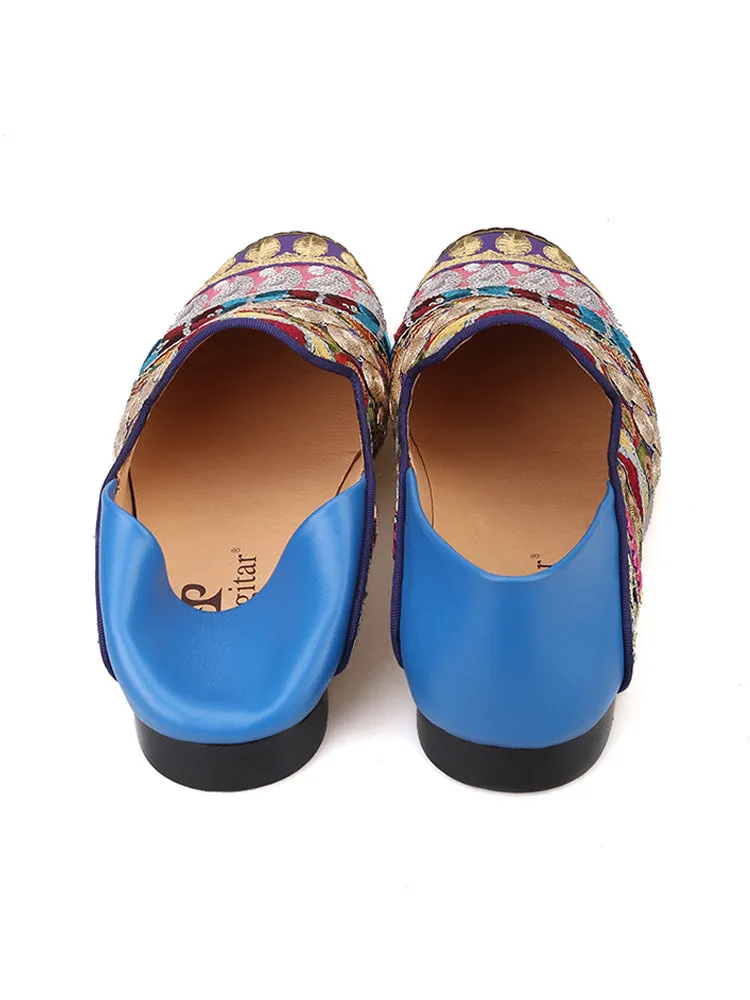 European and American trendy sequined patchwork handmade loafers for men, yuppie shoes with cowhide heels and slip-on slippers Best Non Slip Slippers